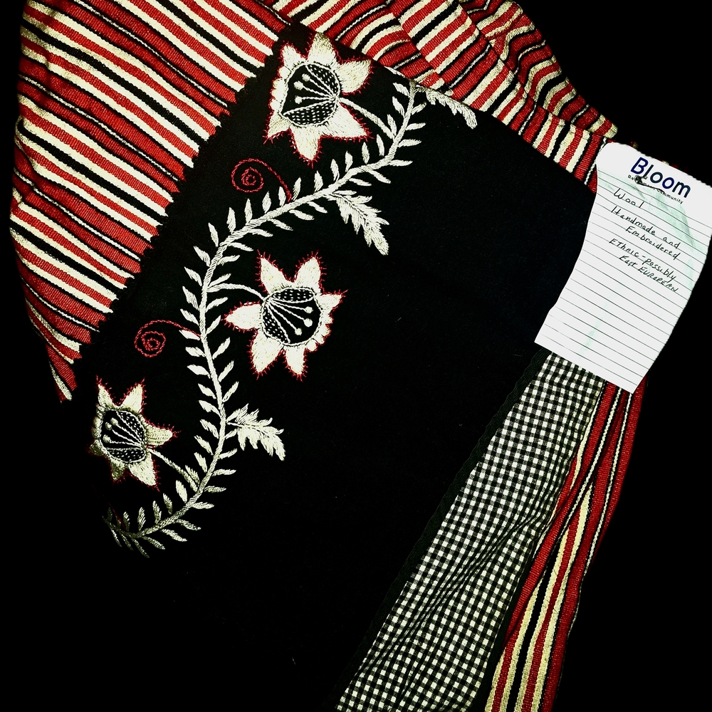 Vintage Black and Red Embroidered Skirt